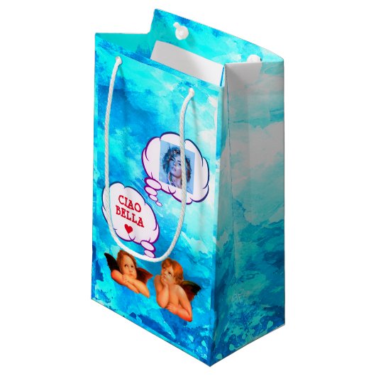 Personalisierte CIAO BELLA Cherub Angels Kleine Geschenktüte (Vorderseite Schrägansicht)