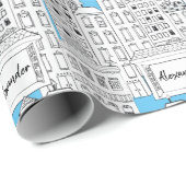 Personalisierte City Skyline Vintag Hand Gezeichne Geschenkpapier (Rolleneckpunkt)