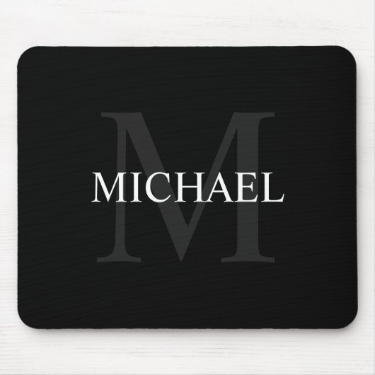 Personalisierte Classic Monogramm und Name Schwarz Mousepad (Vorne)