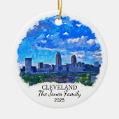 Personalisierte Cleveland Ornament, Ohio Staat Keramik Ornament (Vorne)