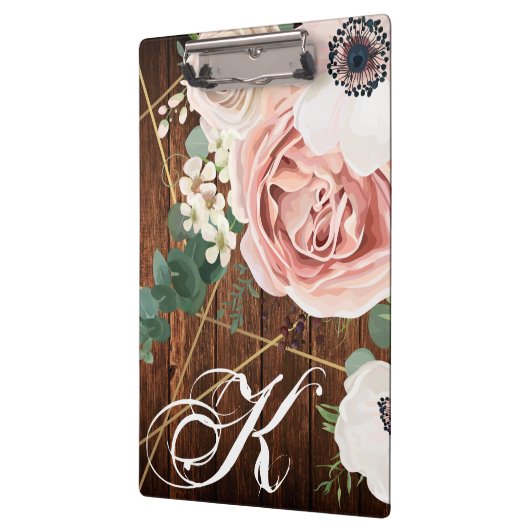 Personalisierte Clip Board Geometric Garden Rose S Klemmbrett (Links)