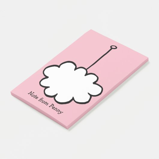 Personalisierte Cloud auf einer Zeichenfolge Post-it Klebezettel (angewinkelt)