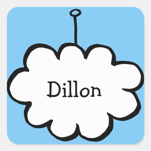 Personalisierte Cloud auf einer Zeichenfolge Quadratischer Aufkleber (Vorderseite)