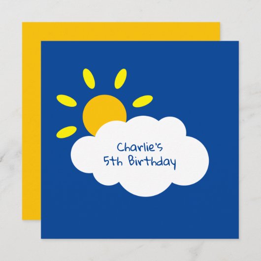 Personalisierte Cloud & Sunshine Einladung zum Geb (Vorne/Hinten)