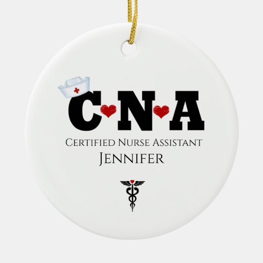 Personalisierte CNA Nurse Weihnachtsfeier Keramikornament (Vorne)