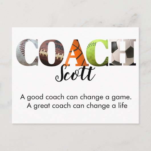 Personalisierte Coachame-Spieler Postkarte (Vorderseite)