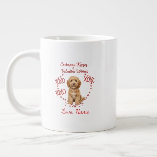 Personalisierte Cockapoo Küsse zum Valentinstag Jumbo-Tasse (Links)