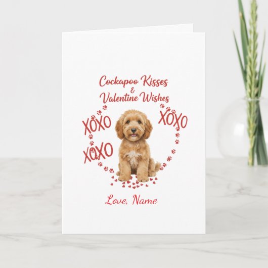 Personalisierte Cockapoo Küsse zum Valentinstag Wü Karte (Vorderseite)