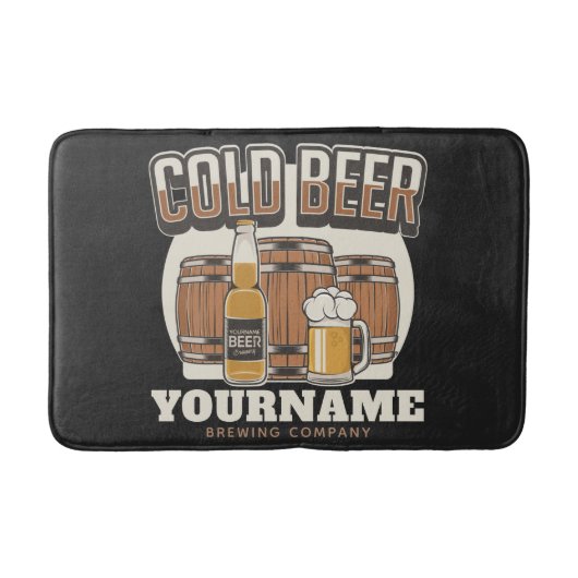 Personalisierte Cold Beer Oak Barrel Brauerei  Badematte (Vorderseite)
