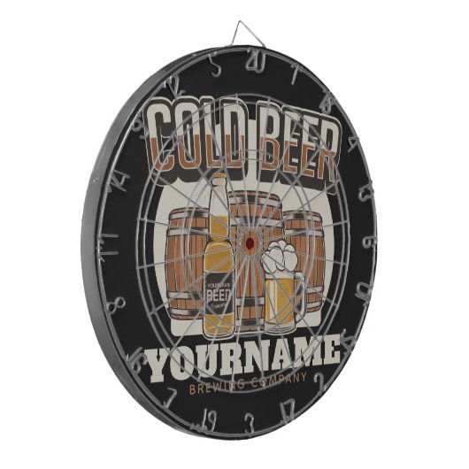 Personalisierte Cold Beer Oak Barrel Brauerei Dartscheibe (Vorderseite Links)