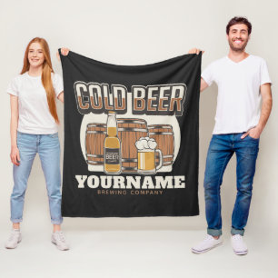 Personalisierte Cold Beer Oak Barrel Brauerei  Fleecedecke