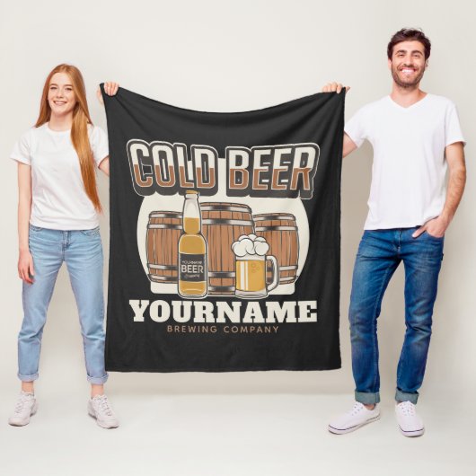 Personalisierte Cold Beer Oak Barrel Brauerei Fleecedecke (Beispiel)
