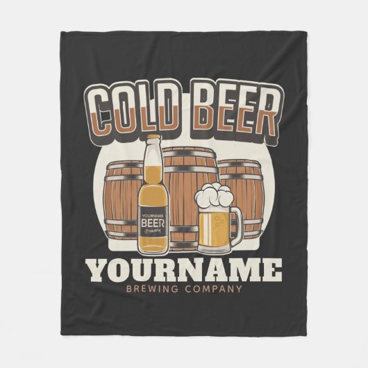 Personalisierte Cold Beer Oak Barrel Brauerei Fleecedecke (Vorderseite)