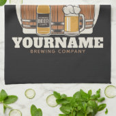 Personalisierte Cold Beer Oak Barrel Brauerei Geschirrtuch (Gefaltet)