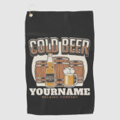 Personalisierte Cold Beer Oak Barrel Brauerei Golfhandtuch (Vorderseite)