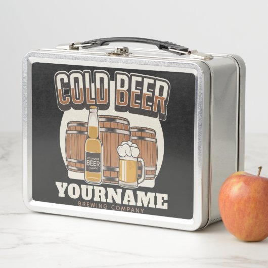 Personalisierte Cold Beer Oak Barrel Brauerei Metall Brotdose (Beispiel)