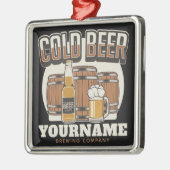 Personalisierte Cold Beer Oak Barrel Brauerei Ornament Aus Metall (Links)