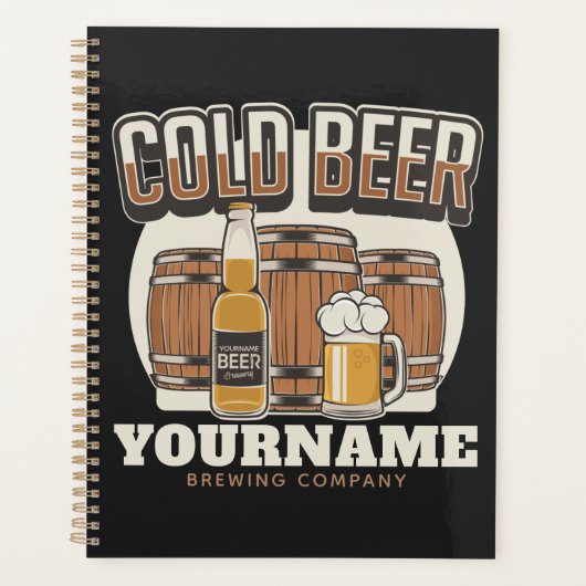 Personalisierte Cold Beer Oak Barrel Brauerei Planer (Vorderseite)