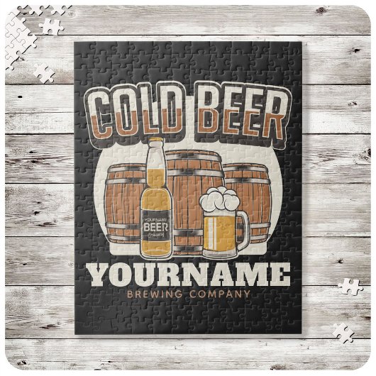 Personalisierte Cold Beer Oak Barrel Brauerei Puzzle