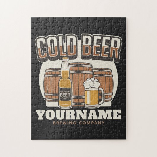 Personalisierte Cold Beer Oak Barrel Brauerei Puzzle (Vertikal)