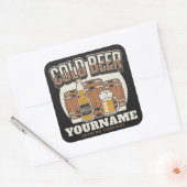 Personalisierte Cold Beer Oak Barrel Brauerei Quadratischer Aufkleber (Umschlag)