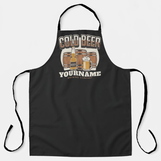 Personalisierte Cold Beer Oak Barrel Brauerei Schürze (Vorderseite)
