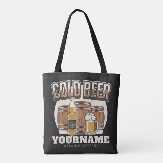 Personalisierte Cold Beer Oak Barrel Brauerei Tasche (Rückseite)