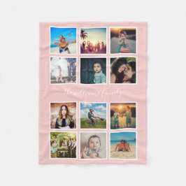 Personalisierte Collage Family Blush Pink Fleecedecke