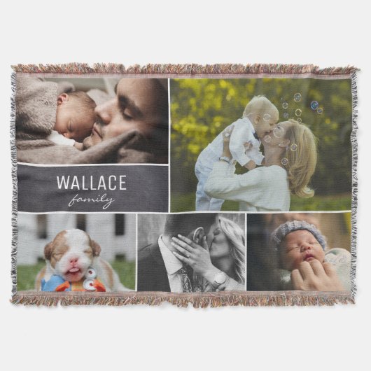 Personalisierte Collage-Fotos mit Familienname Decke (Vorderseite)