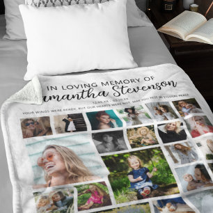 Personalisierte Collage-Gedenkstätte mit 24 Fotos Fleecedecke
