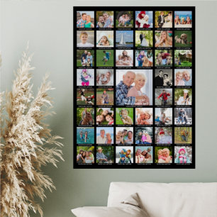 Personalisierte Collage mit 45 Fotos mit Bildunter Poster
