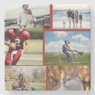 Personalisierte Collage mit 6 Fotos Steinuntersetzer