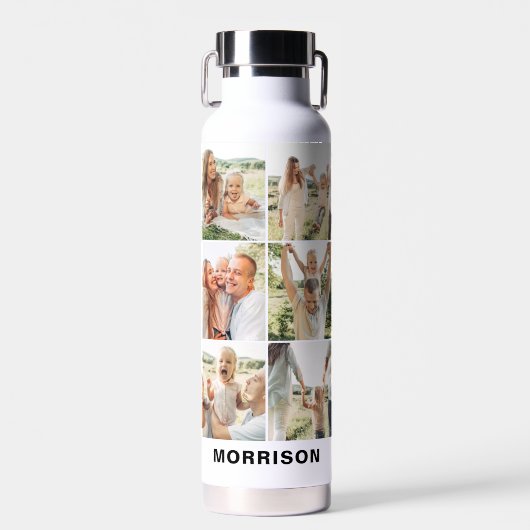 Personalisierte Collage Monogram-Familie Trinkflasche (Vorne)