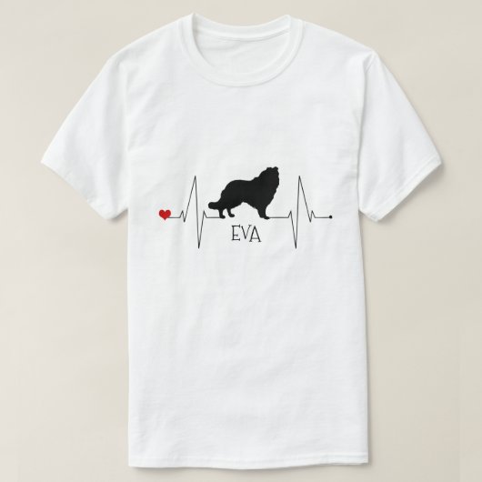Personalisierte Collie Liebe Mein Hund Herzschlag T-Shirt (Design vorne)