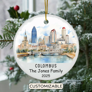 Personalisierte Columbus-Ornament, Ohio Keramik Ornament