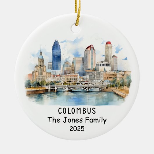 Personalisierte Columbus-Ornament, Ohio Keramik Ornament (Vorne)