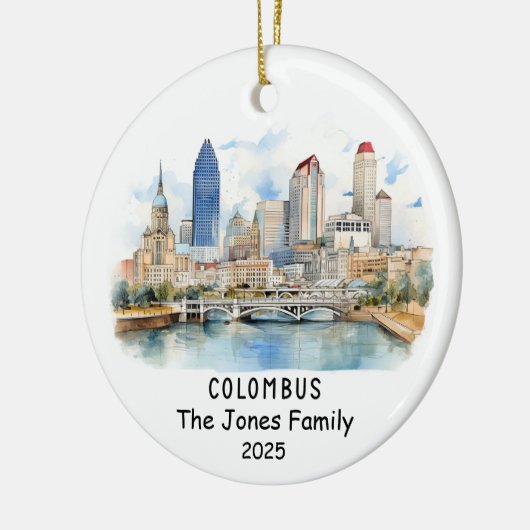 Personalisierte Columbus-Ornament, Ohio Keramik Ornament (Links)