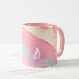 Personalisierte Combo Pink Gold Marbella Tasse