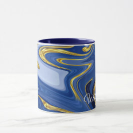 Personalisierte Combo-Tasse: Blue & Gold Akzente Tasse