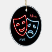 Personalisierte Comedy und Tragedy Masks Neon Keramik Ornament (Rechts)