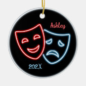 Personalisierte Comedy und Tragedy Masks Neon Keramik Ornament (Vorne)