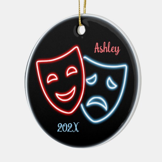 Personalisierte Comedy und Tragedy Masks Neon Keramik Ornament (Links)