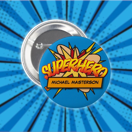 Personalisierte Comic-Book-Pop-Art-SUPERHELD Button