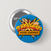 Personalisierte Comic-Book-Pop-Art-SUPERHELD Button (Vorne & Hinten)
