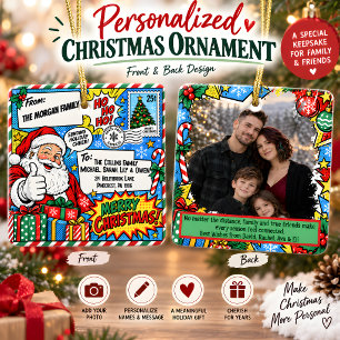 Personalisierte Comic-Weihnachtskarte Keramikornament