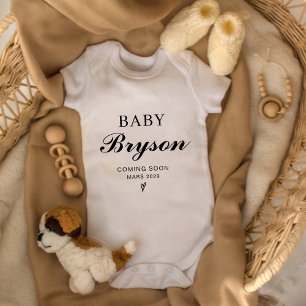 Personalisierte Coming Soon Schwangerschaftsankünd Baby Strampler