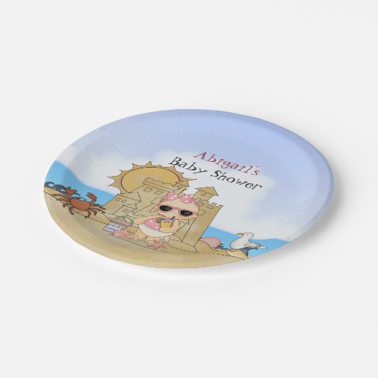 Personalisierte Coole Beach Baby Dusche Teller ~ M (Schrägansicht)