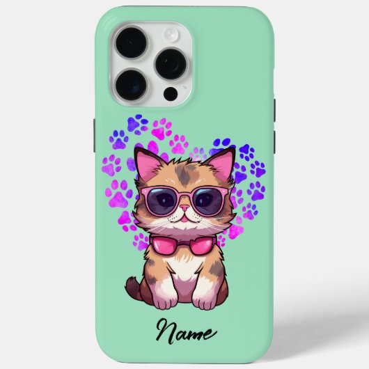Personalisierte Coole Katze in Sonnenbrillen Fall Case-Mate iPhone Hülle (Rückseite)