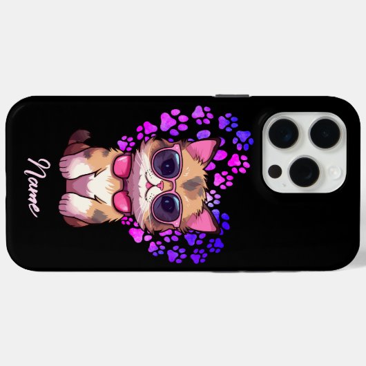 Personalisierte Coole Katze in Sonnenbrillen Fall Case-Mate iPhone Hülle (Rückseite (Horizontal))