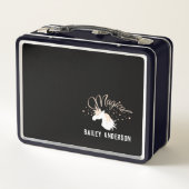 Personalisierte Coole Moderne Zauberhafte Einhornk Metall Brotdose (Rückseite)